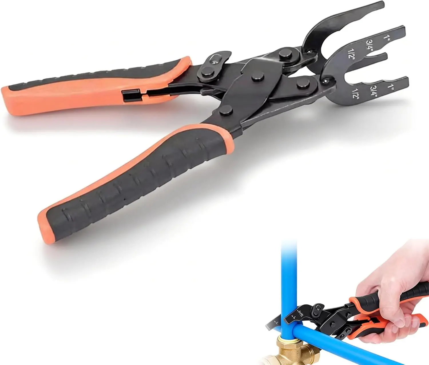 Push-Fit-Abisolierzange für 1/2, 3/4 und 1 Zoll Push-to-Connect-Fittings zur Entfernung an PEX-, Kupfer- und Messingrohren – Detail 1