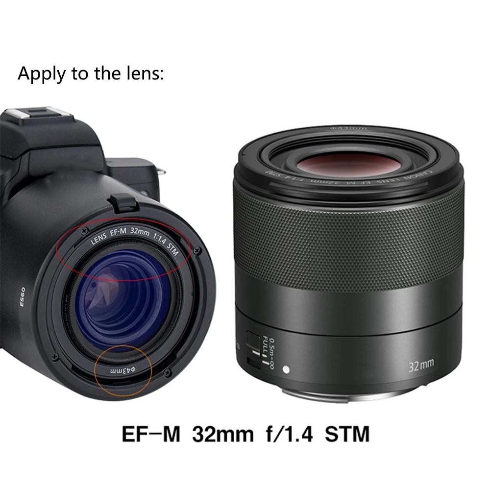 A55T Lens Hood For Canon ES - 60 Hood Micro-Single Camera EF -M 32 MM F / 1.4 STM Lens Hood Part Reversible Lens Hood