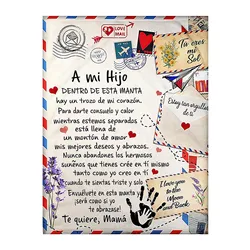 Spanish Message Designer Beach Picnic Flannel Blanket Mom To Daughter/Son Letter Quilt Express Love 150-220cm Blankets Manta