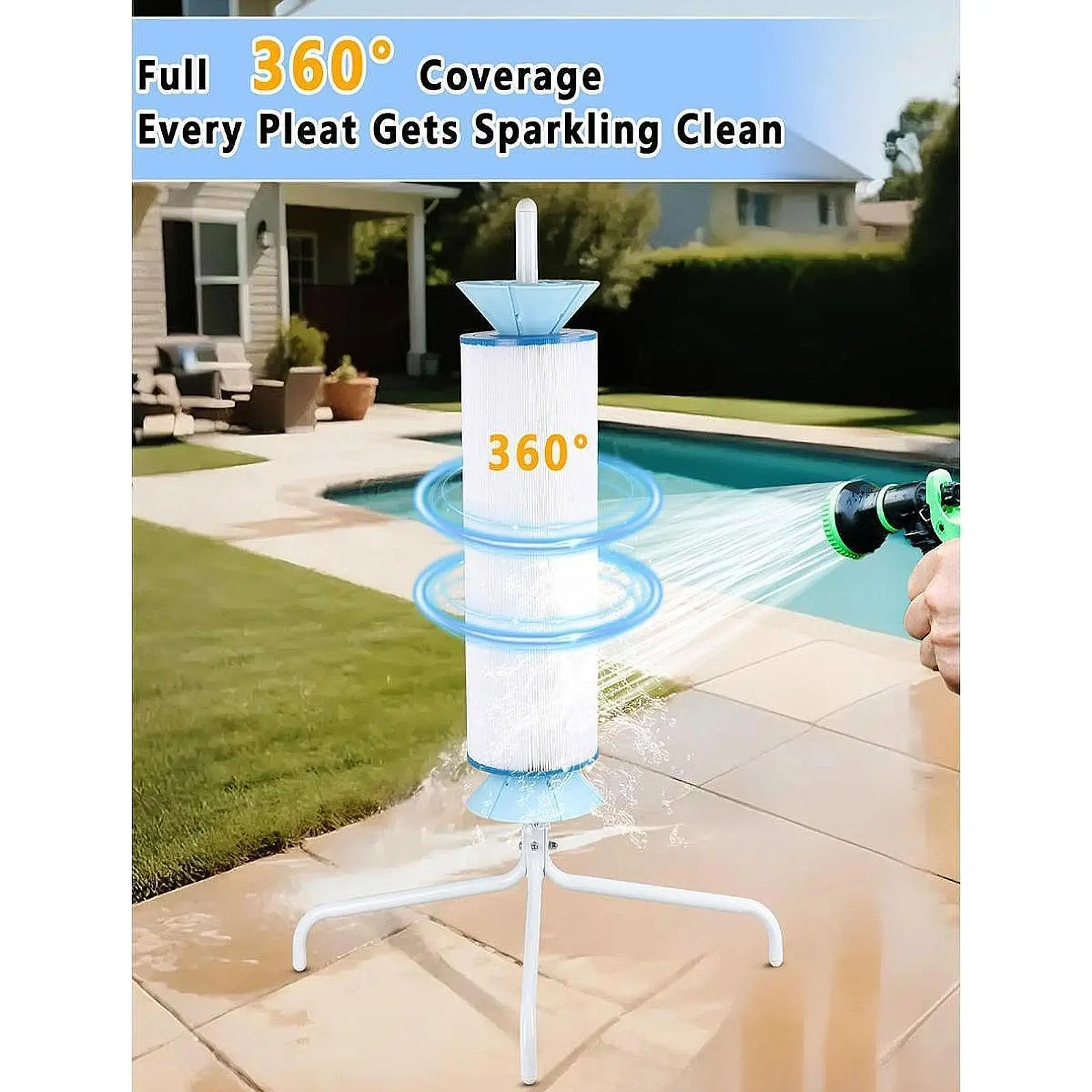 

Pool Filter Cleaner Stand for 3, 4 or 6 Inches Filter for Men Women Sturdy