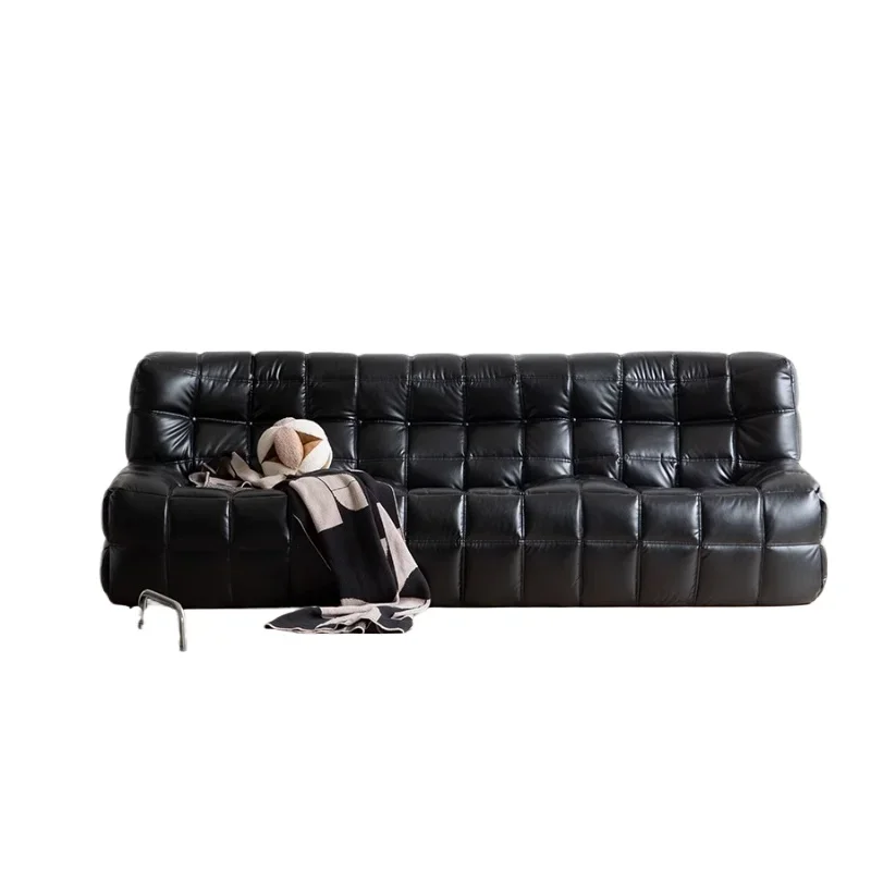 

Retro leather Deer Island sofa light luxury antique designer sofa living room three-person small apartment lazy sofa