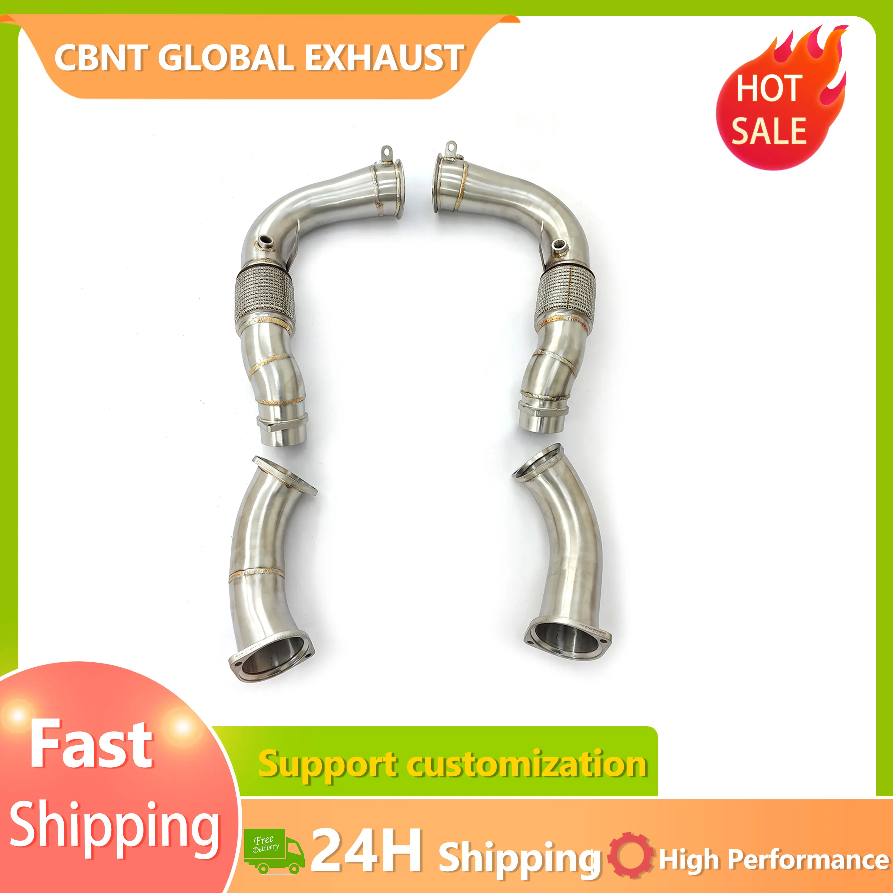 

CBNT Fast Shipping G90 M5 High Flow Exhaust Downpipe for BMW M5 G90 S68 4.4TT V8 SS304 High Performance Exhaust Header Systems