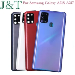 New For Samsung Galaxy A21S A217 SM-A217F Plastic Battery Back Cover A21S Rear Door Housing Case Camera Frame Adhesive Replace