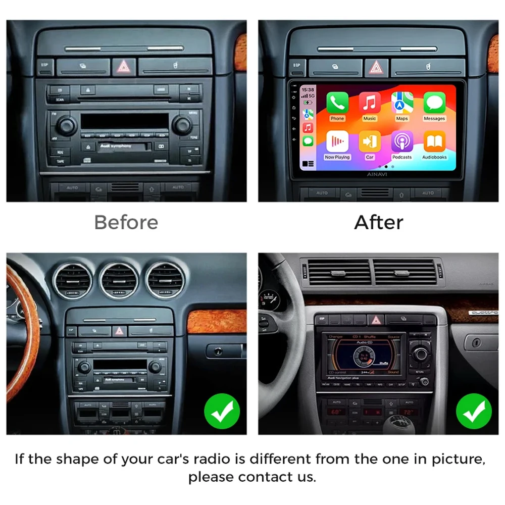 Autoradio Android 15 pour Audi A4 II 2 B6 III 3 B7 2000-2009 S4 2002-2008 RS4 2005 - 2009 lecteur vidéo multimédia Carplay