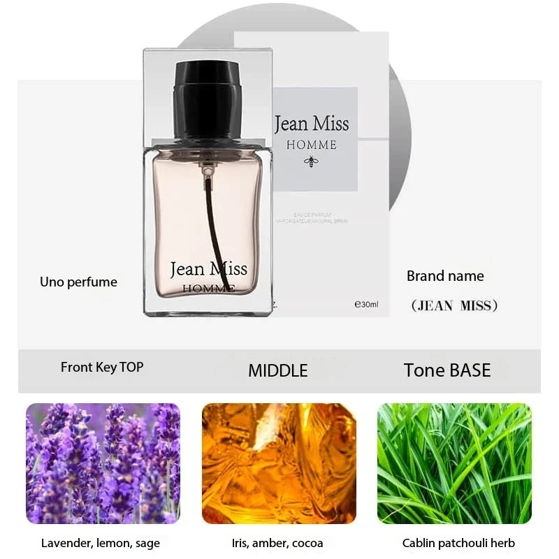 Parfum Pria kualitas tinggi 30ml Woody foure Notes Hombre semprotan badan Parfum tahan lama pewangi deodoran feromon menarik wanita