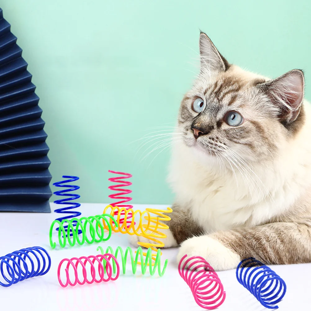 40 Pcs Cat Spring Toy Colorful Pet Supplies Plaything Kitten Spiral Springs Rubber Safe Toys Diversion