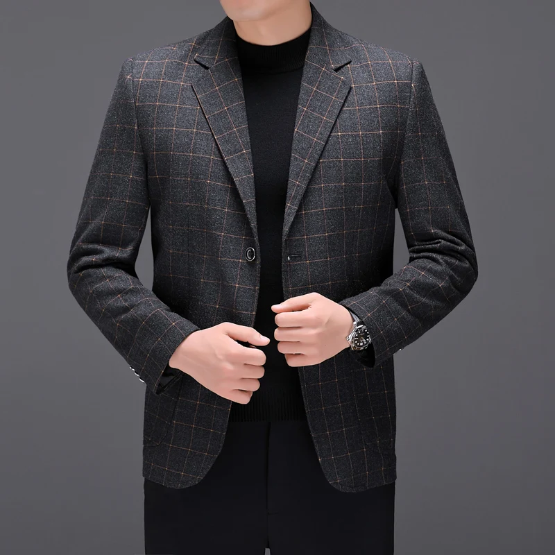 Blazer Fashionable Outdoor Travel Camping Youthful Wedding Versatile Host for Campus Leisure Korean Style Checkered Men's Blazer