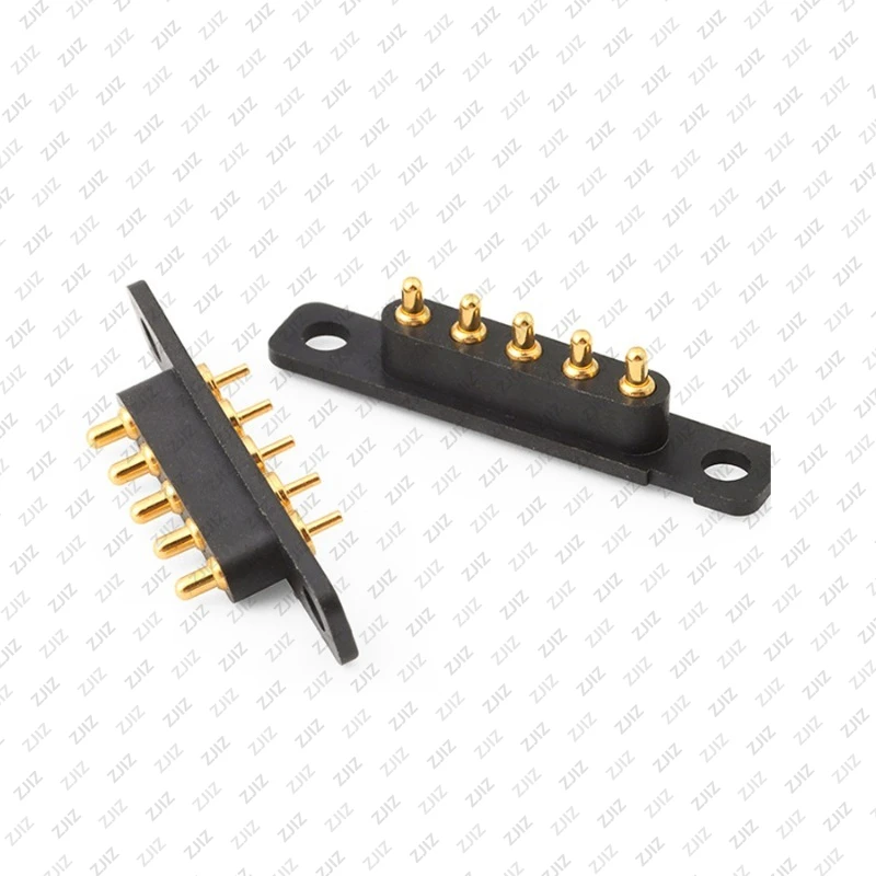 POGOPIN ตัวเชื่อมต่อปลอกนิ้วสปริง, แถวเดียว 5P ตัวเชื่อมต่อการชาร์จคีย์บอร์ดโพรบชุบทองกระแสสูง