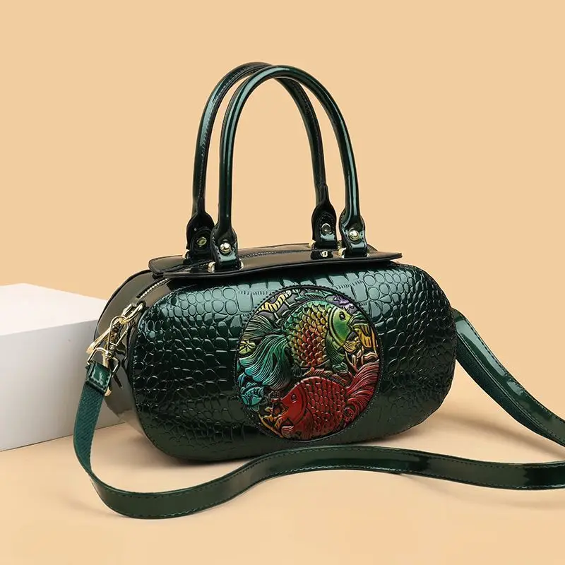 

2026 Новая мода с узором аллигатора, женские сумки, европейский дизайнер, лакированная кожа, женская брендовая роскошная сумка через плечо