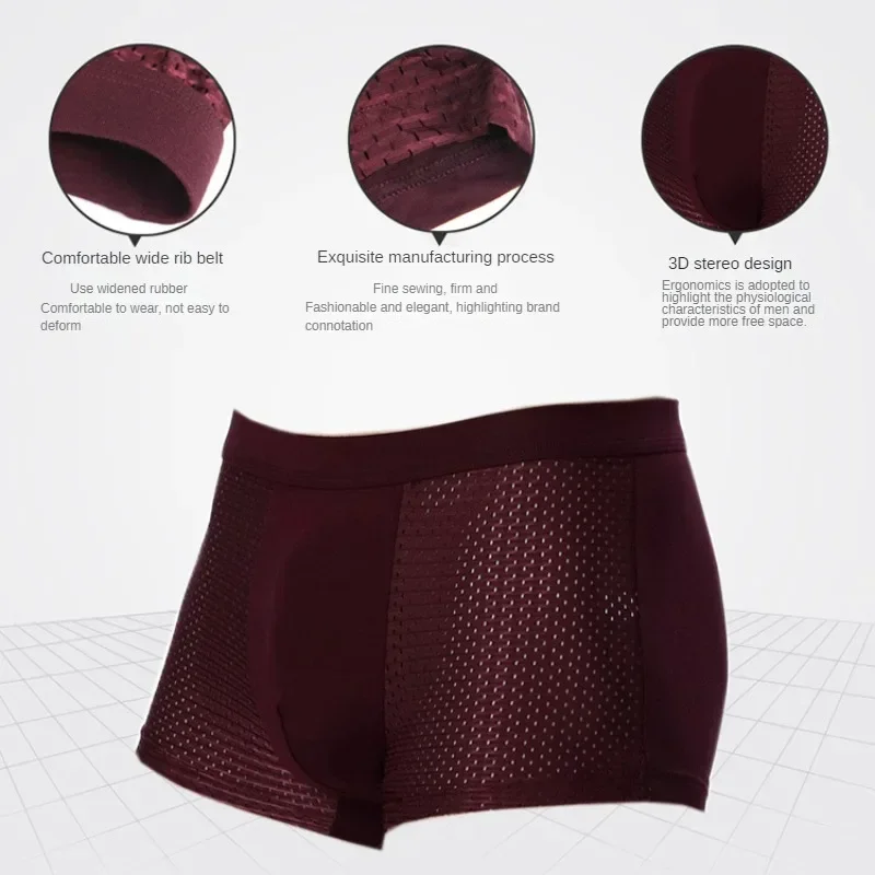 4XL Plus Banboo Fiber Men Underwear Male Boxer Solid Panties Shorts Men\'s Underpants Breathable Intimate Man Boxers
