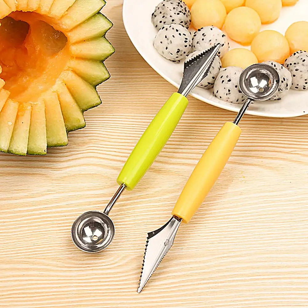 Double-end Ball Scoop Fruit Carving Knife Watermelon Ball Ice Cream Dig Ball Scoop Spoon Melon Balls Spoon kitchen Supplies