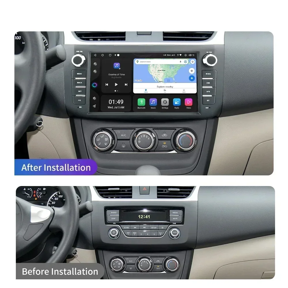 8GB+256GB DSP Carplay 7' 2 Din Android 14.0 Car Player Navigation Auto Multimedia for Nissan Sylphy B17 Sentra 12 2013-2017