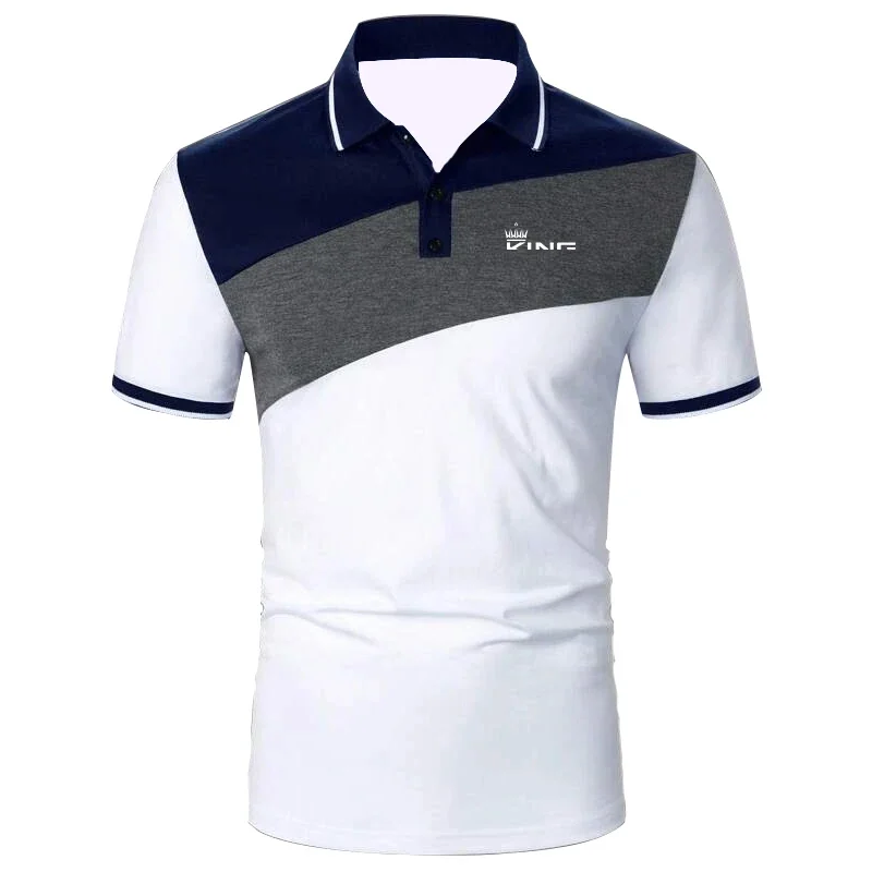 Men Summer Short Sleeve Casual Lapel Spell Color Polo Shirt , Men Golf Polo Shirt .Quick-drying and Sweat-absorbent Polo Shirt