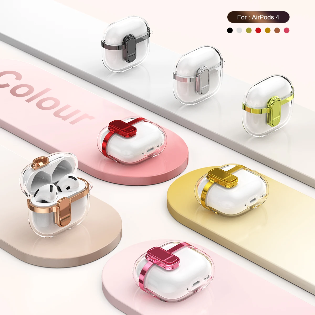 Новый чехол для AirPods 4, роскошный гальванический серебряный полупрозрачный защитный чехол с брелоком, защитный чехол от потери для AirPod 4