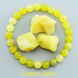 Natural Lemon Jades Bracelet Natural Yellow Stone Beads Bracelets for Men Women Ice Gem Bangle Elastic Jewelry Gift for Lovers