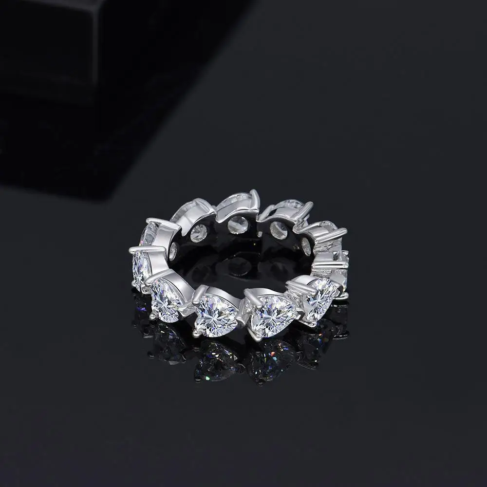 0.5 Carat Heart-shaped 5 * 5 Silver Ring Ins Cross-border Hot Selling Retro Accessory New S925 Silver Wedding Jewelry