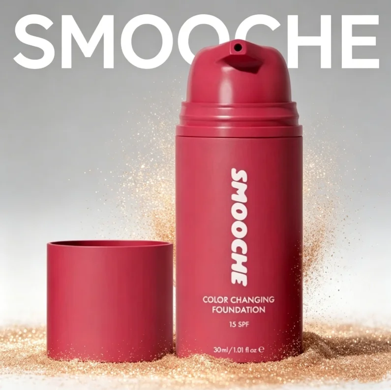 Base Líquida Natural Herbal Smooche com Glicerina e Vitamina E que Muda de Cor - Corretivo Original para Maquiagem Facial
