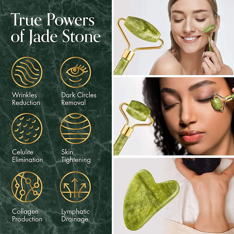 Skin Care Face Jade Massager Roller Gua sha Scraper Beauty Health Facial Massage Gouache Lift Body Slimming Stone Guasha Tools