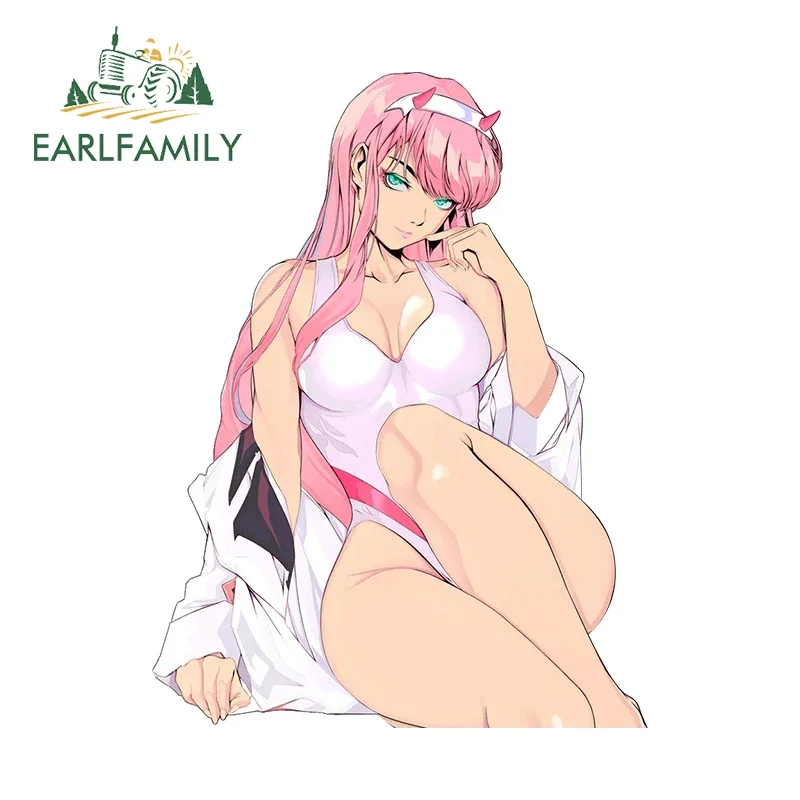 EARLFAMILY 13cm Bikini Aqua Zero Two Sexy Car Stickers Cartoon Fashionable Decals Waterproof Scratch-Proof Vinyl Car Wrap