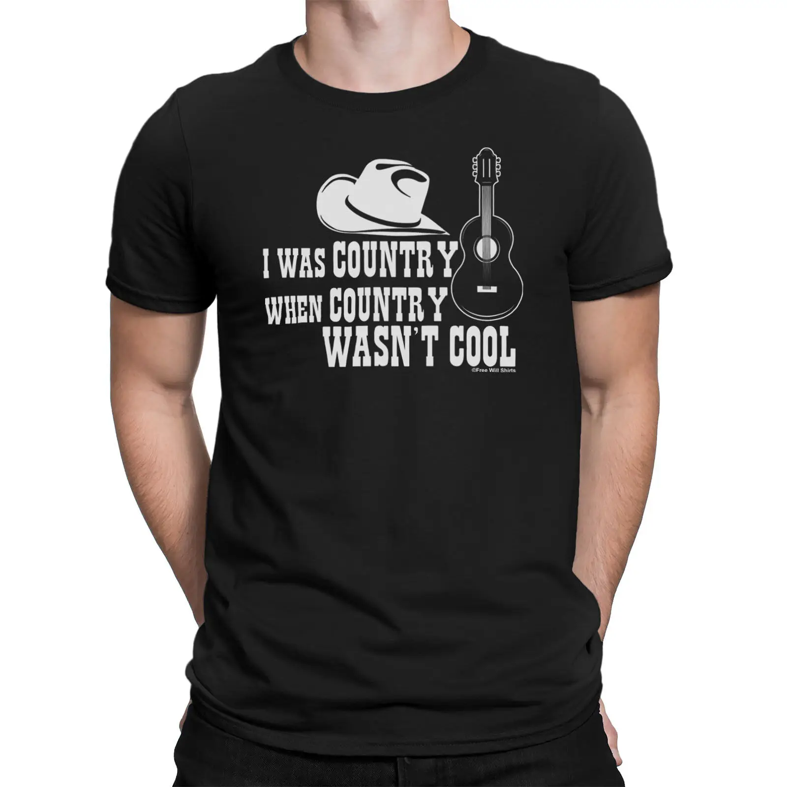 Мужская футболка из органического хлопка I WAS COUNTRY когда COUNTRY WASNT COOL Western Music