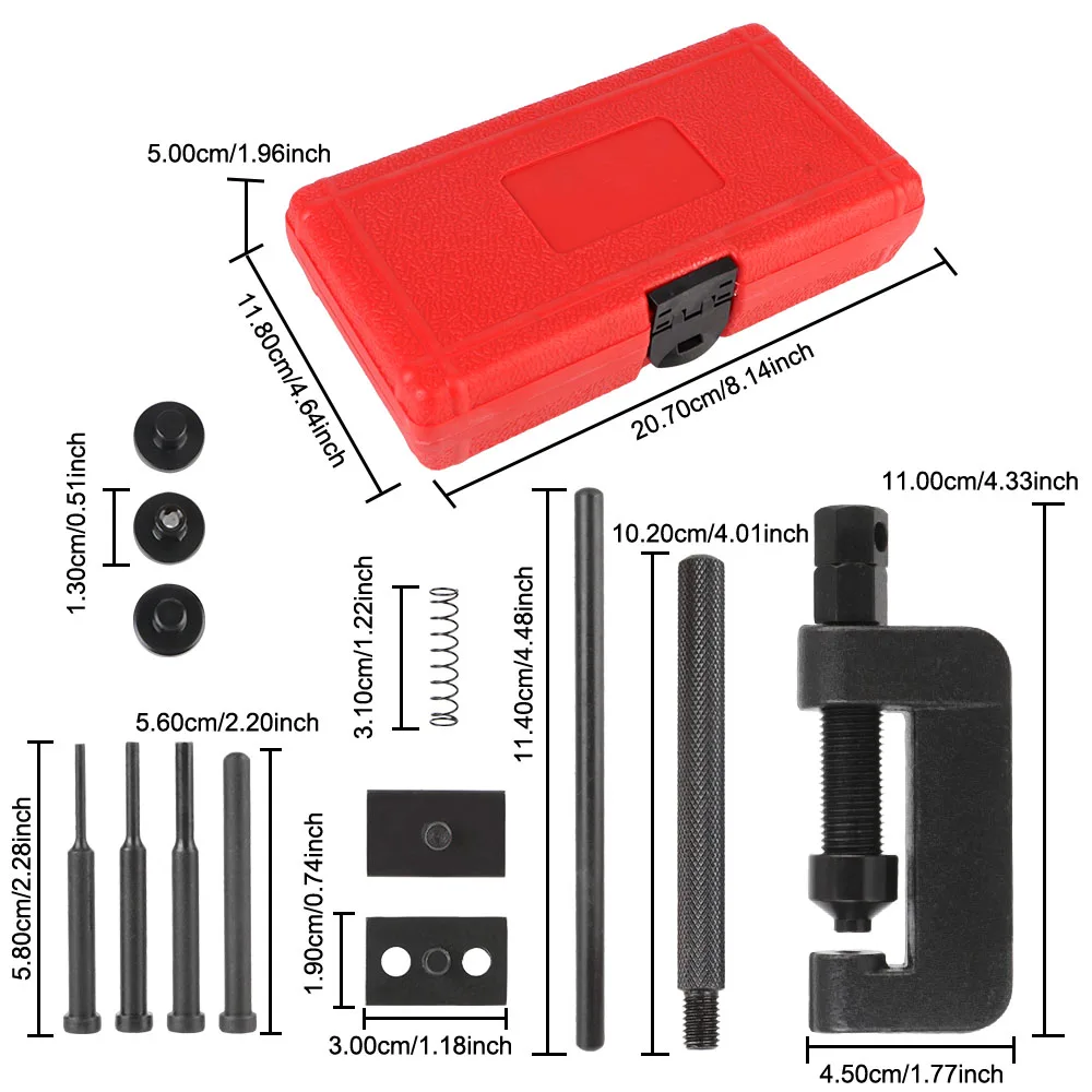 Cam Drive Kettingbreker Motorfiets Met Rode Kast Klinknagel Reparatie Tool Kit Splitter Link Klinkmachine Set 13 Stuks Heavy Duty