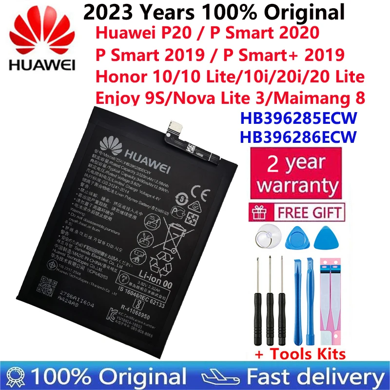 Huawei 100% Original 3400mAh HB396285ECW Battery For Huawei P20 For Honor 10 COL-AL00 COL-AL10 COL-TL00 COL-TL10 COL-L29+ Tools