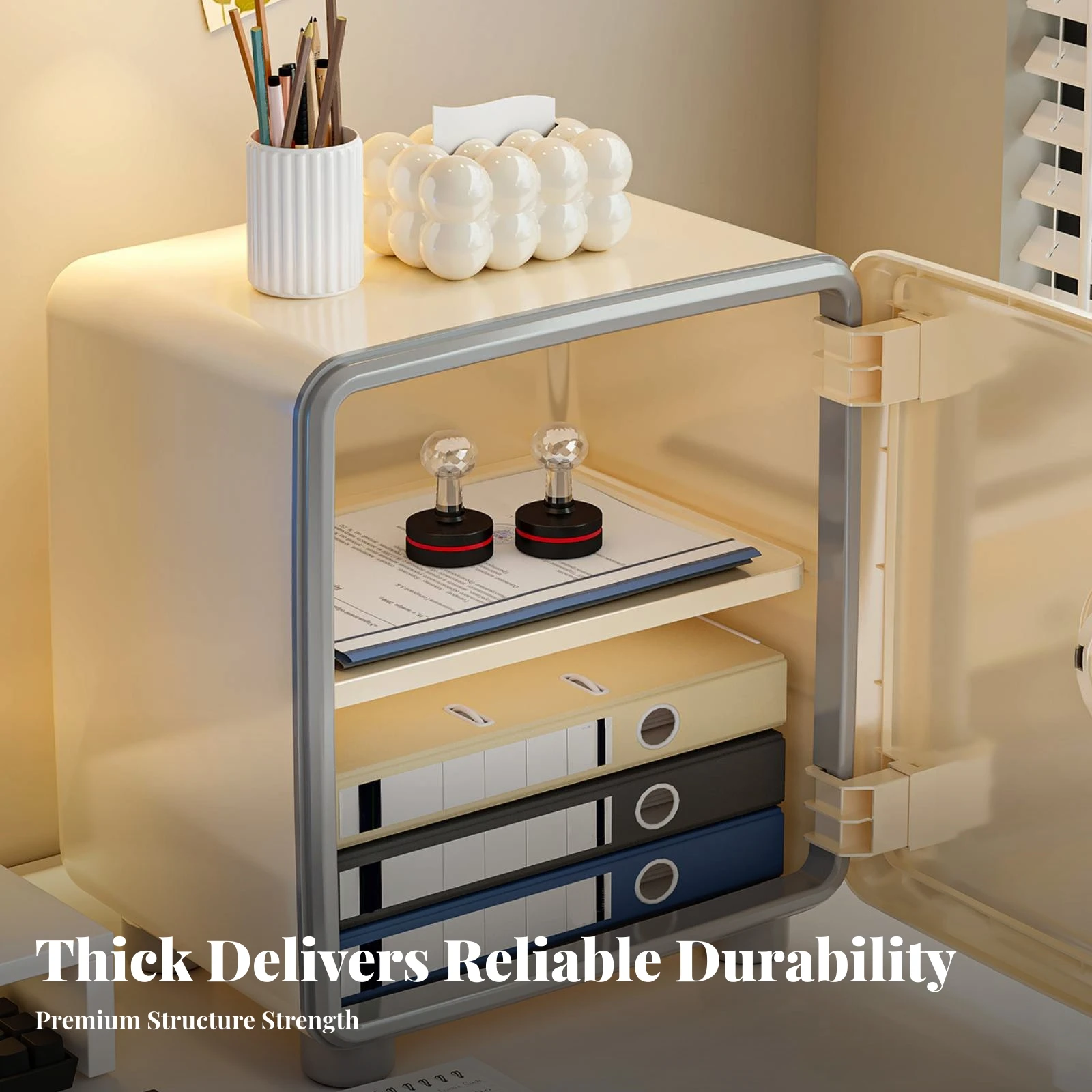 Desktop Storage Cabinet with Lock Space-Saving Tabletop Cabinet with Combination Lock Locking Desk Organizer Modern Versatile