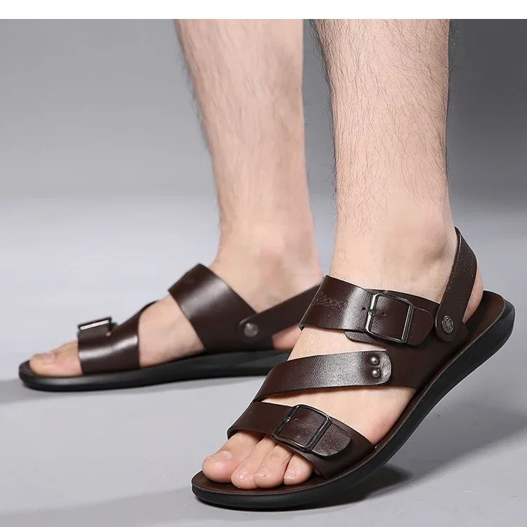 Bequeme Herren-Sandalen mit weicher Sohle, rutschfest, verschleißfest, verstellbare Schnalle, atmungsaktiv, lässige Slip-On-Schuhe-HX2024 – Detail 4
