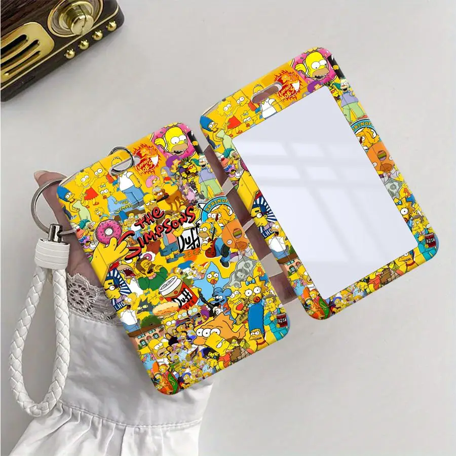 1 Stück Kartenhalter, einziehbarer Kreditkartenhalter, Halter für Kinderbusse mit Umhängeband, Bankausweis-Hülle, lustig, The Simpsons