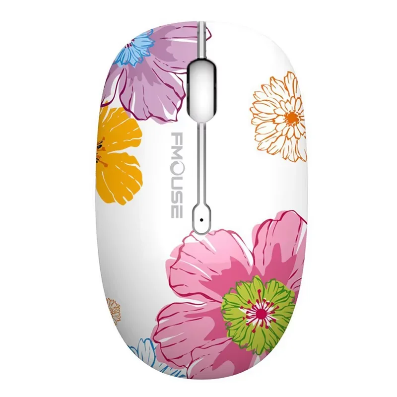 Cartoon Flower Mouse senza fili 2.4G + Bluetooth Dual Mode Mouse ottico muto 1200 DPI Ergonomia Mouse da gioco Bluetooth per laptop