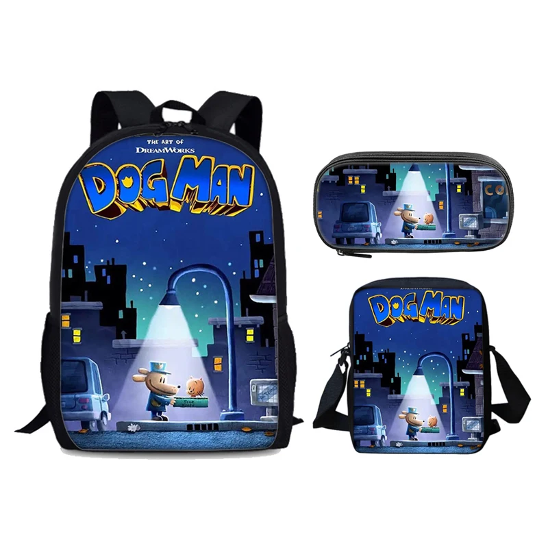 Dog Man 3pcs Set Backpack School Bags Anime Shoulder Bag Pencil Case Camping Book Bags for Boys Girls Best Gift