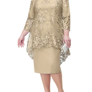 Fsmg vestido de noite feminino plus size, moda cor sólida em torno do pescoço cintura alta renda bordado conjunto de vestido fino de duas peças 8 principais vendas vestido feminino renda plus size - №6