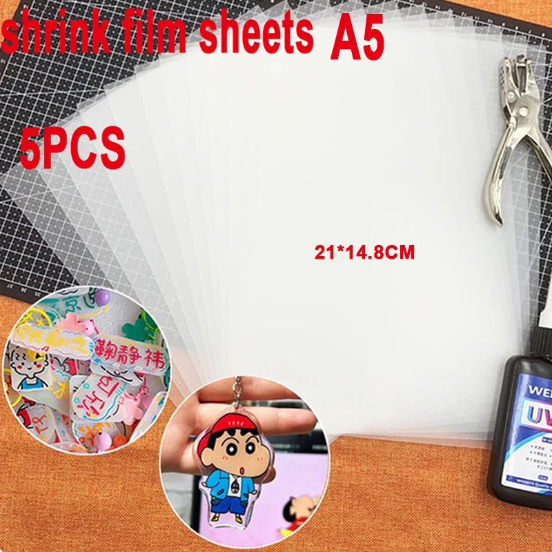 5PCS shrink film a4 bow transparent DIY Fun heat-shrinkable plastic shrink sheets paper Handmade Supplies Making Party Decor RSP