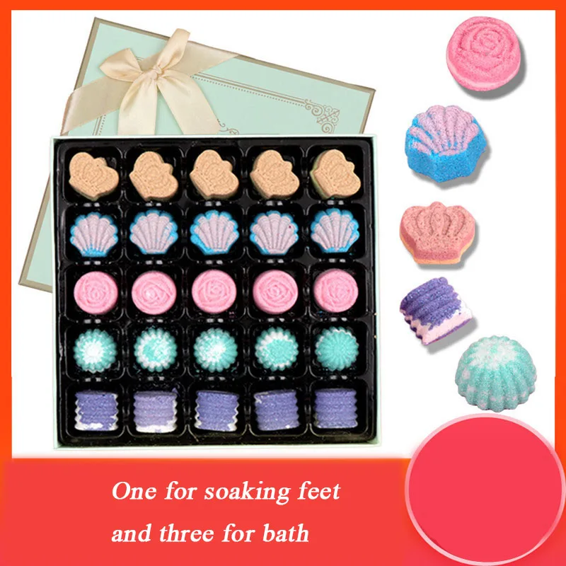 25 قطعة/صندوق من الضروري النفط القدم نقع كرات العام ملح البحر المواد الخام ترطيب دافئ القدم حمام الملح الزنجبيل حمام الكرة