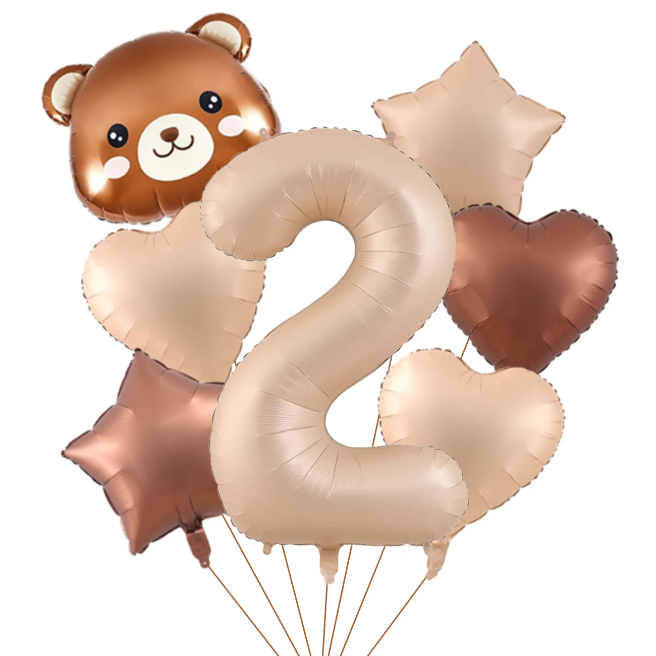 7-teiliges süßes Bären-Ballon-Set mit 32 Zoll Karamell-Digital-Aluminiumfolienballon für Geburtstagsparty-Dekoration, Babyparty-Zubehör – Detail 4