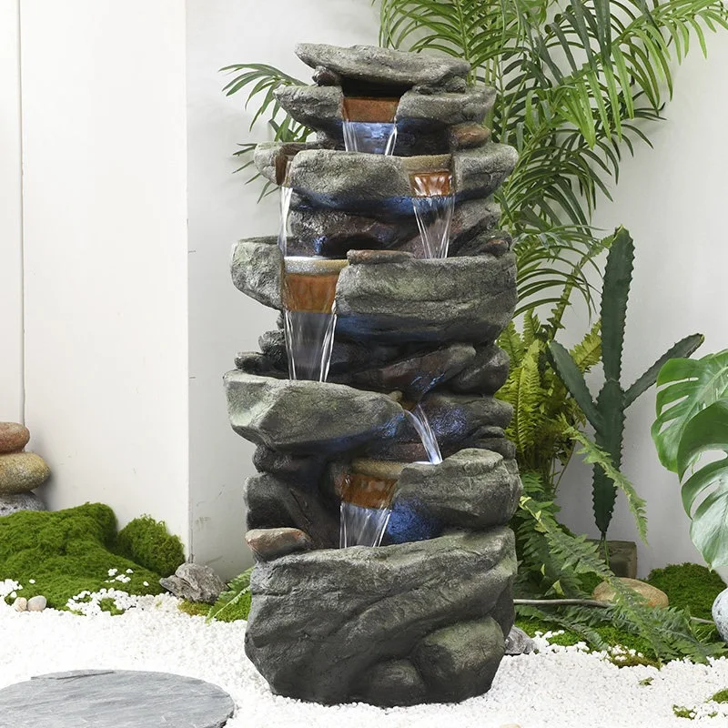 Lucky rockery flowing water ornament circulating water Chinese pastoral courtyard landscaping creative home decoration opening g