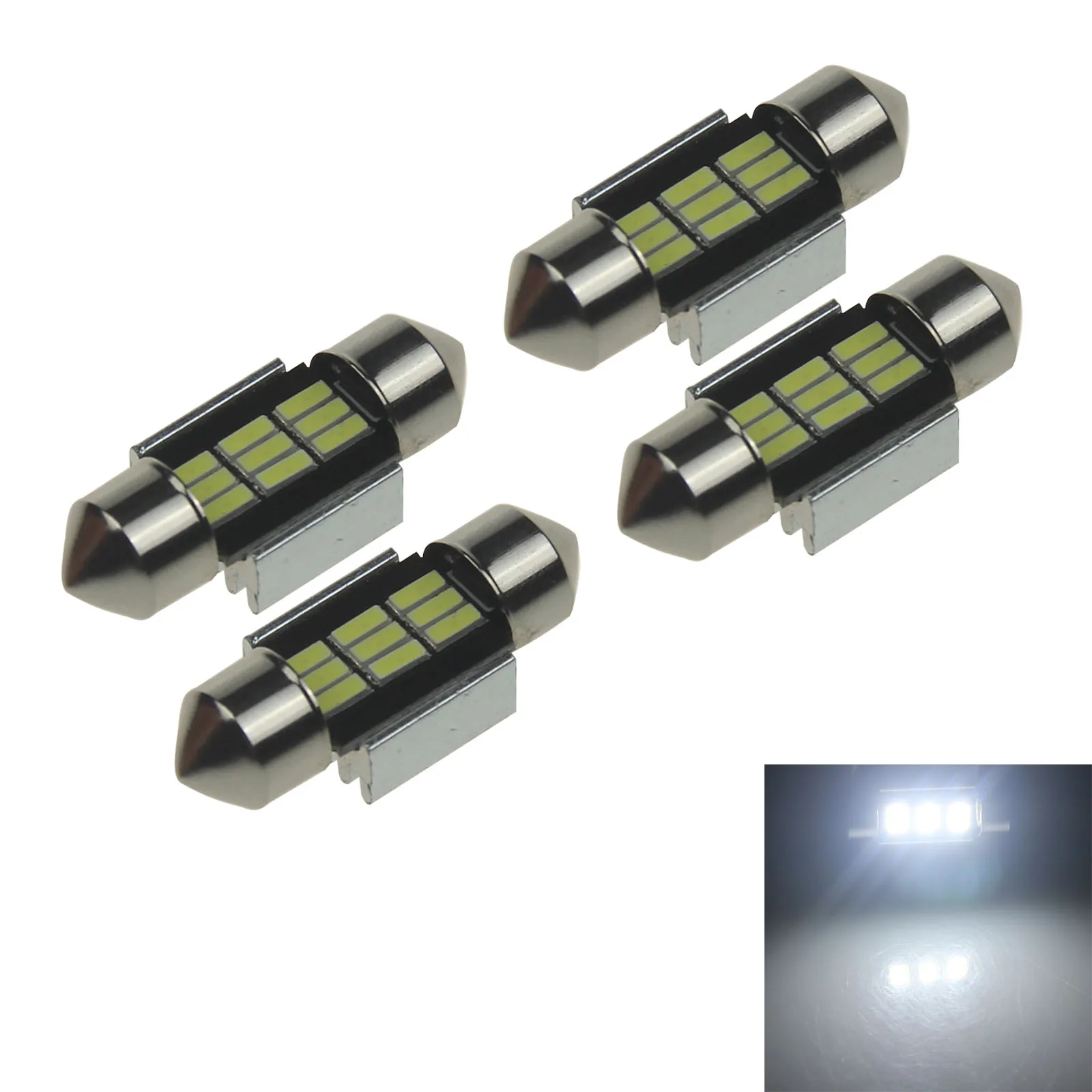 4x White RV 31MM Festoon Blub Door Lamp Canbus Error Free 9 Emitters 4014 SMD LED 30922 Z20871