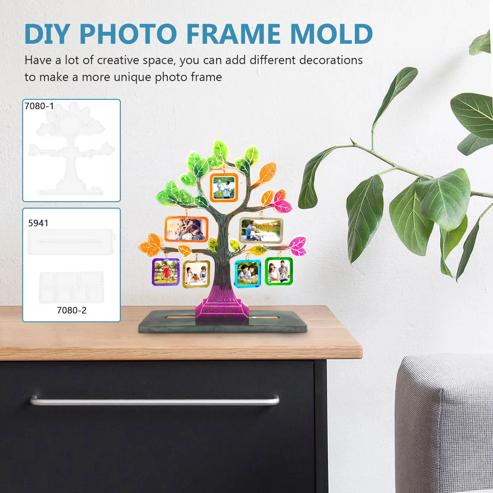 

1Set DIY Silicone Tree Photo Frame Mold Easy Clean Creative Epoxy Mold for Crafting Fun Frame Molding Tool DIY Accessory