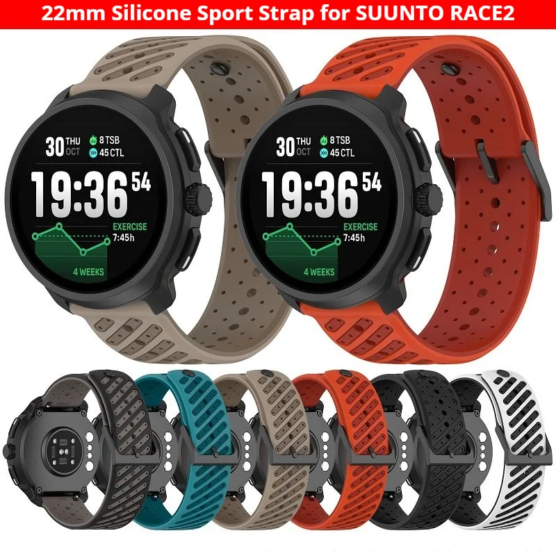 

Silicone Smartwatch Bands for SUUNTO RACE2 Bracelet 22mm Sport Breathable Wristbands Replacement Watch Straps for SUUNTO Race 2