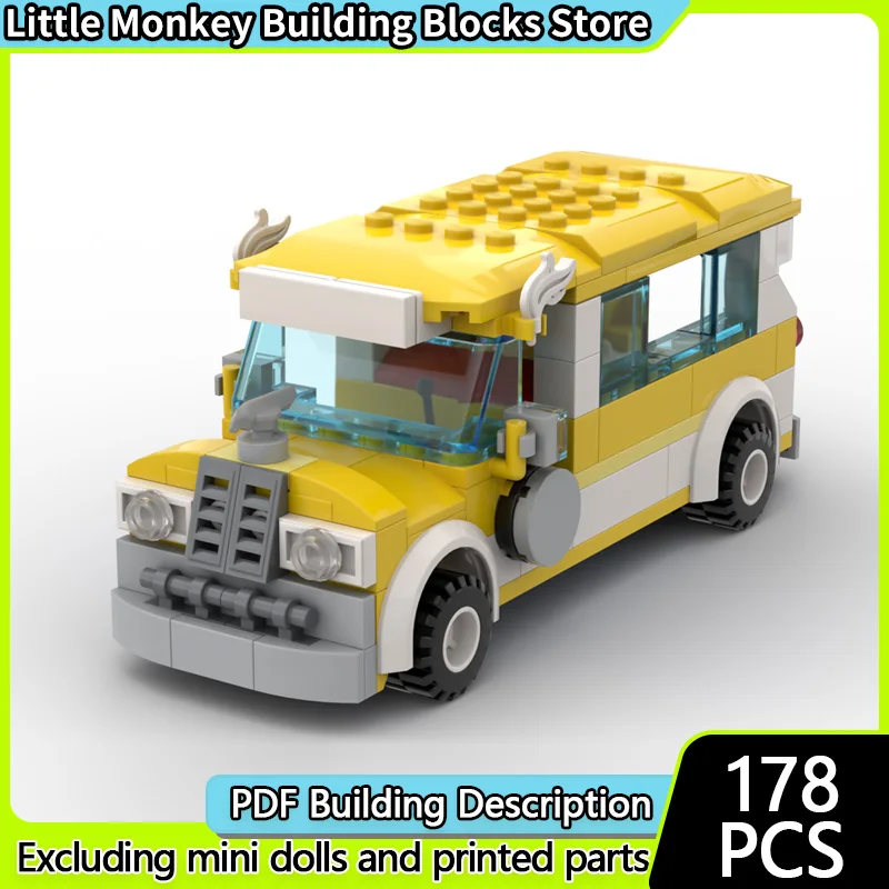 シティカーモデル MOC 組み立てブロック イエロー 公共バス モジュール式テクノロジー 子供向けホリデーギフト 組み立ておもちゃセット