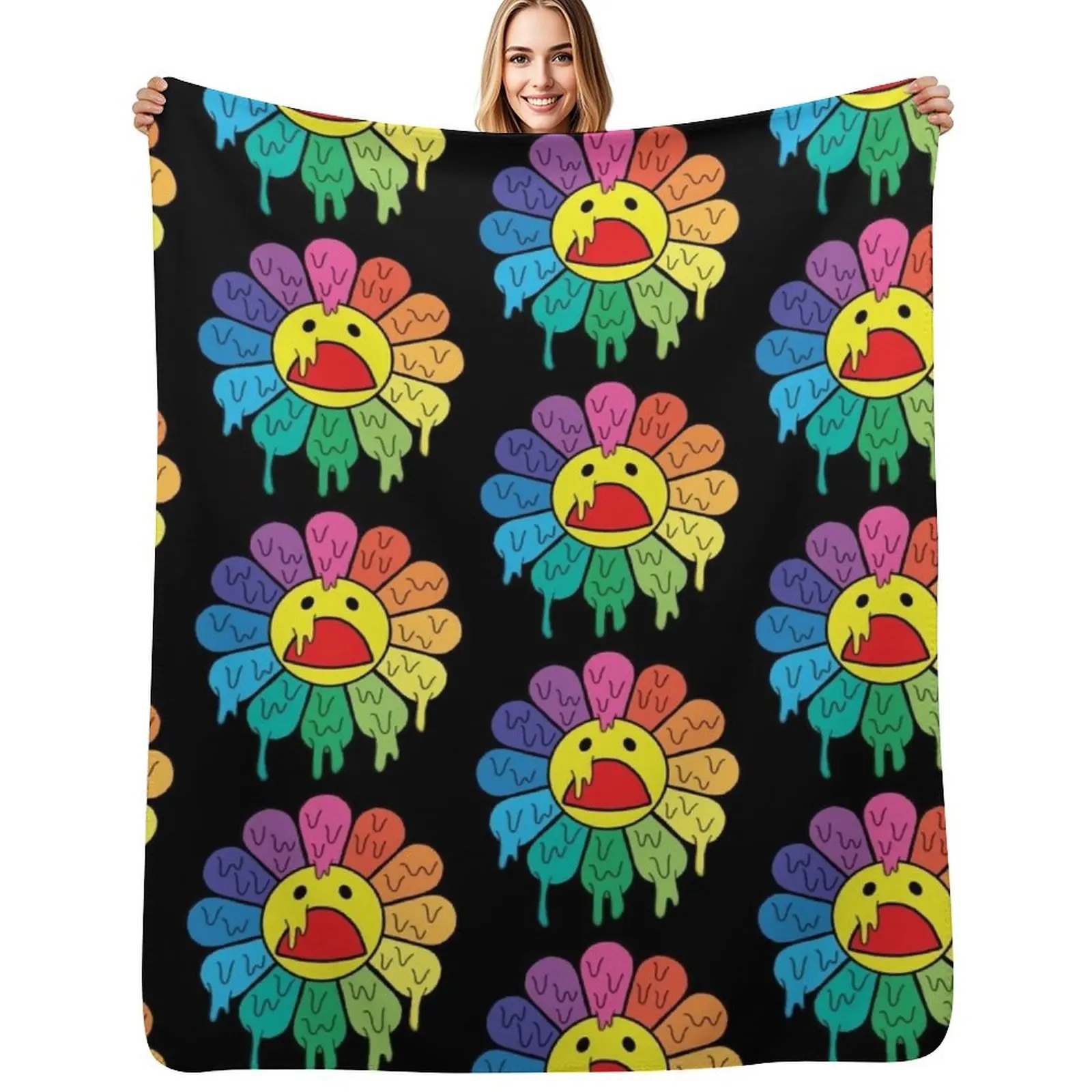 

sad flower Throw Blanket Softest Custom Quilt Retros Blankets