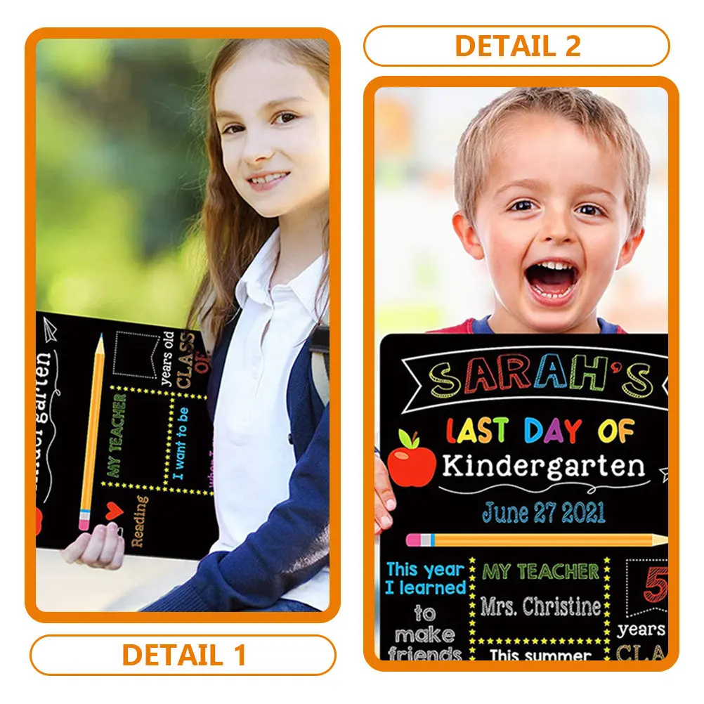 First Day of Preschool Sign Sturdy Wear-Resistant Chalkboard Double-Sided Colorful Design Smooth Edges Safe Smell-Free School