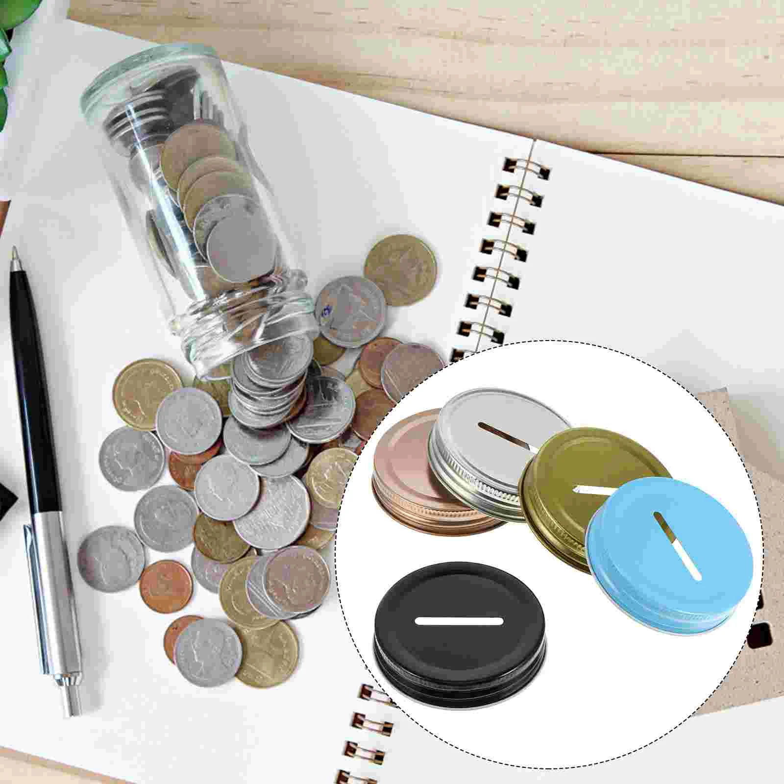 25 Pcs Savings Cover Coin Slot Covers Caps Tinplate Mason Jar Lids Bill Storage Accessories