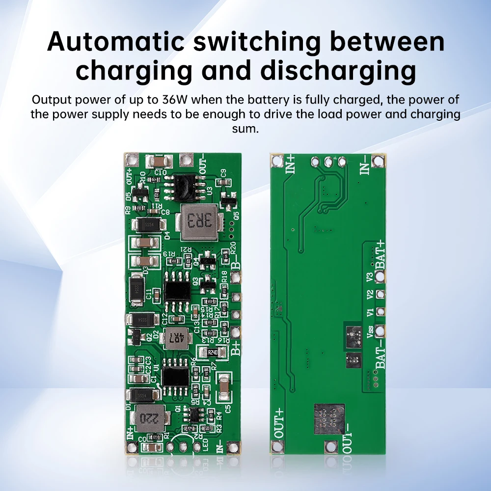 12V 36W Uninterruptible Power Supply Board 3S Lithium Battery Pack UPS Module Charging and Discharging Automatic Switching