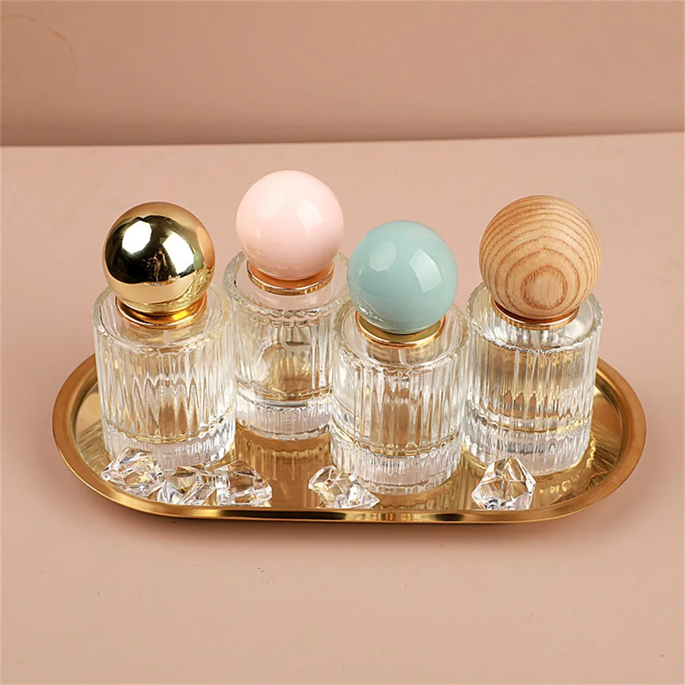 30ml/50ml Perfume Bottle Walnut Lid High-End Portable Glass Spray Bottle Large Capacity Replacement Cosmetic Dispenser Bottle