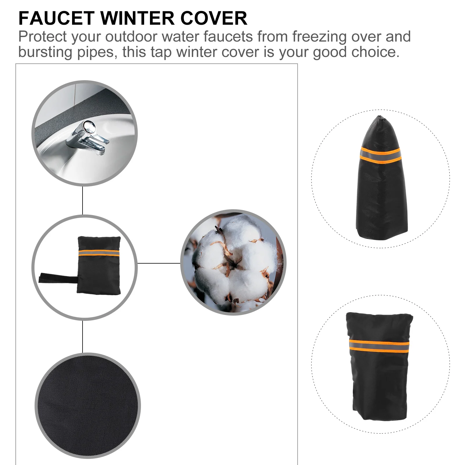 

1Pcs Anti Freeze Protection Cover for Faucet Outdoor Tap Winter Insulation Shield Reusable Frost Proof Jacket with Drawstring