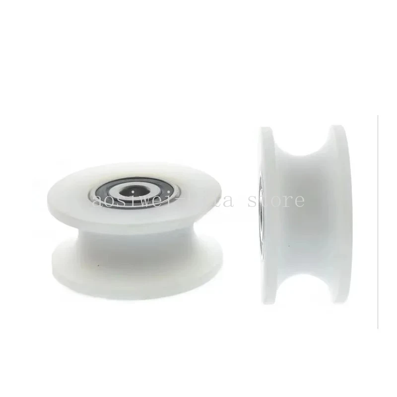 1Pc 8x48x22mm 6000 ベアリング U 字型シングルベアリングプーリーと白 PA ナイロン素材可動プーリー