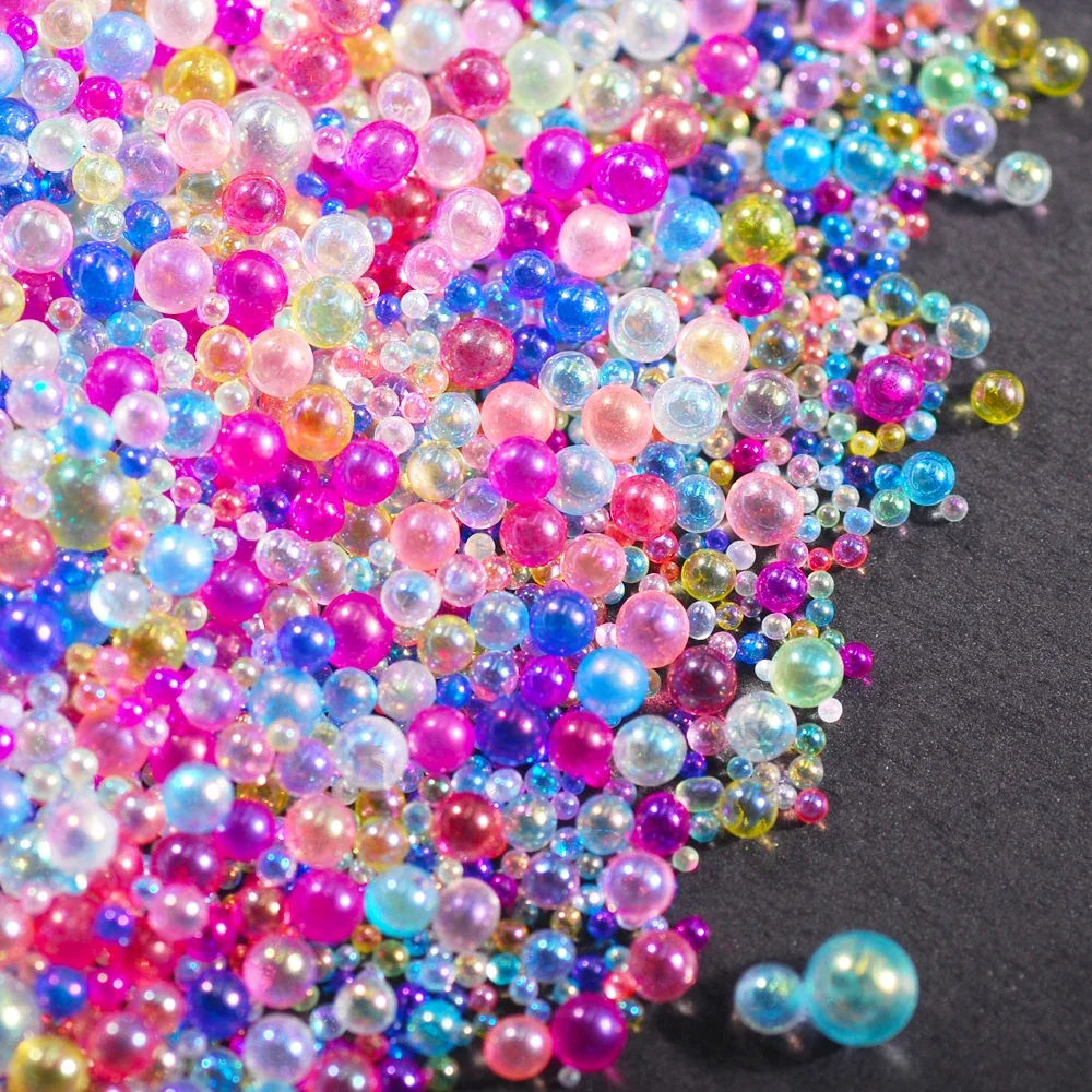 200g 1-3MM Colorful Mini Caviar Mixed Glass Bubble Beads Crystal Rhinestones For Resin Molds Fillings DIY Nail Art Decoration