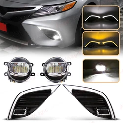 DRL For Toyota Camry SE XSE 2018 2019 2020 LED Fog Lamp Daytime Running Lights Yellow Dynamic Turn Signal Headlights With Wire