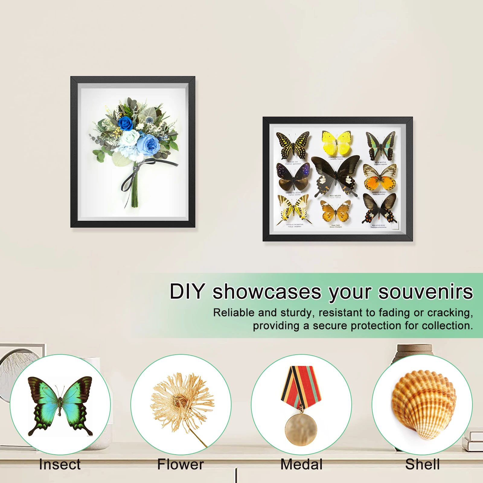 إطار صورة صندوق ظل مستطيلي ، مثبت على الحائط ، حالات عرض أنيقة بسيطة ، صور ، ميداليات ، جوائز #5